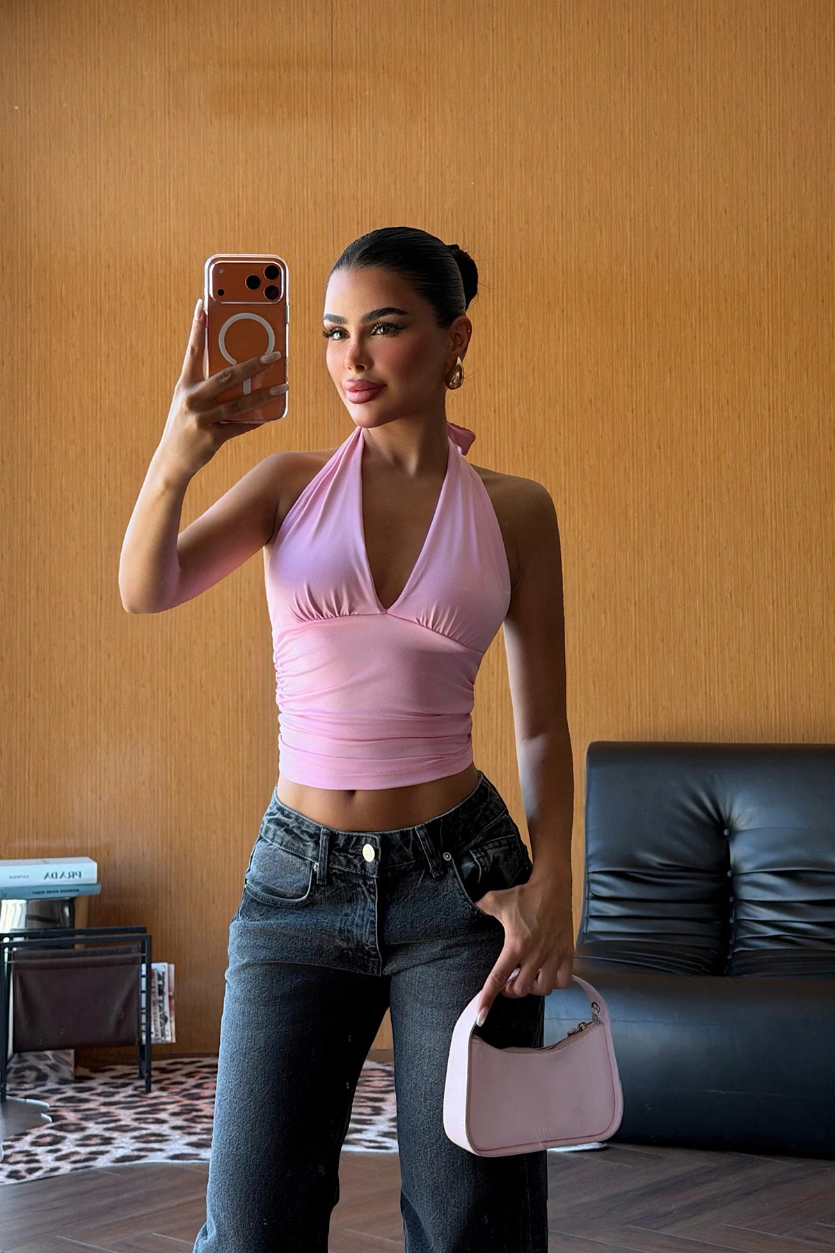 Pink Back Detail Crop Top ATE-5865