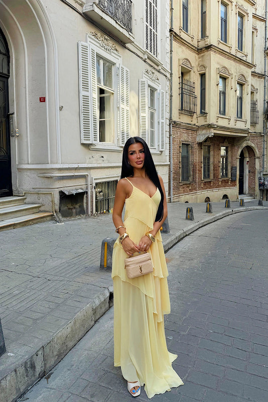 Yellow Strappy Tulle Dress (PRE-ORDER)