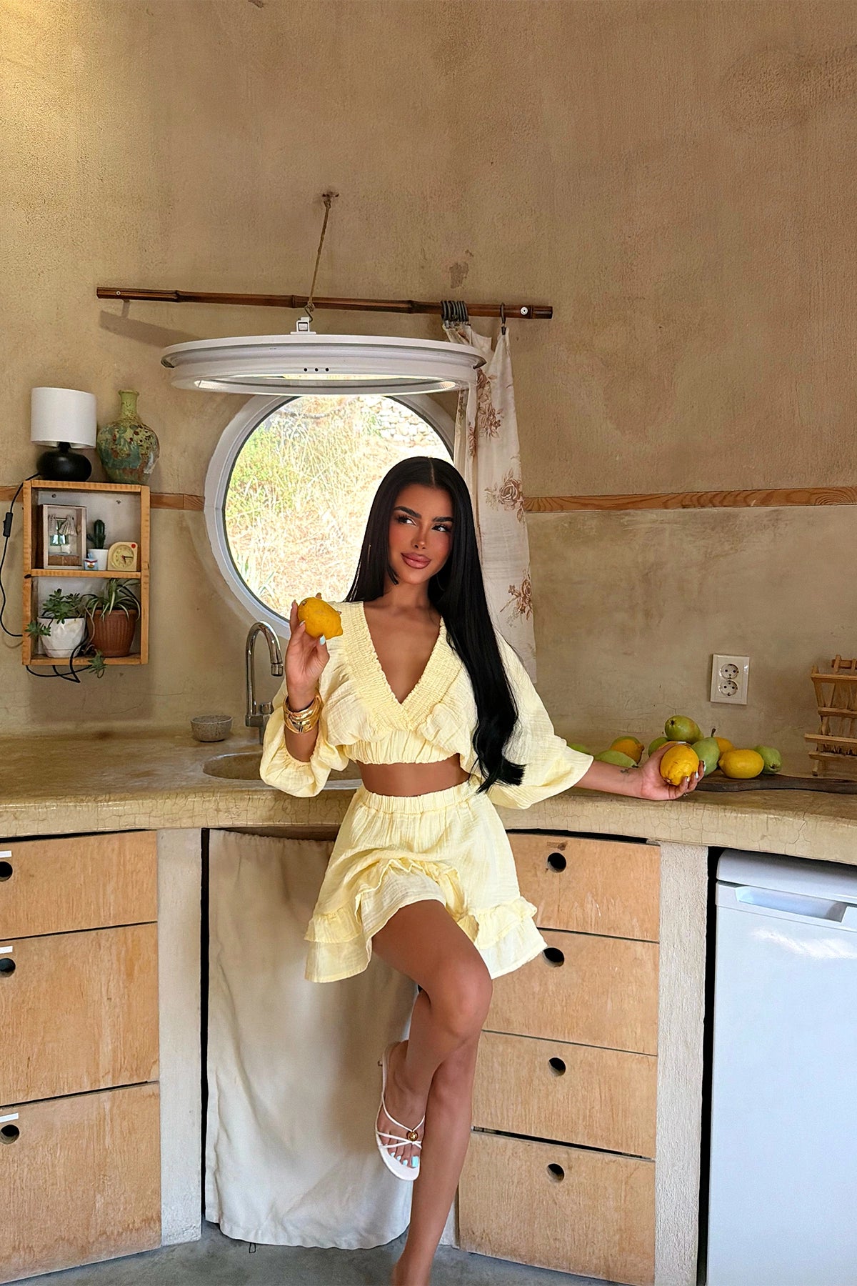 Yellow Ruffle Detail Skirt Set ATE-6420