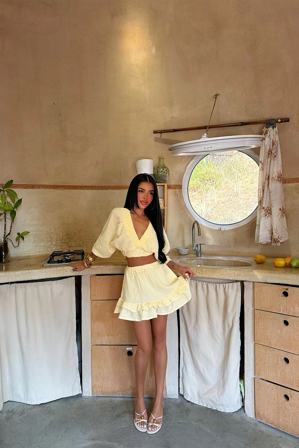 Yellow Ruffle Detail Skirt Set ATE-6420