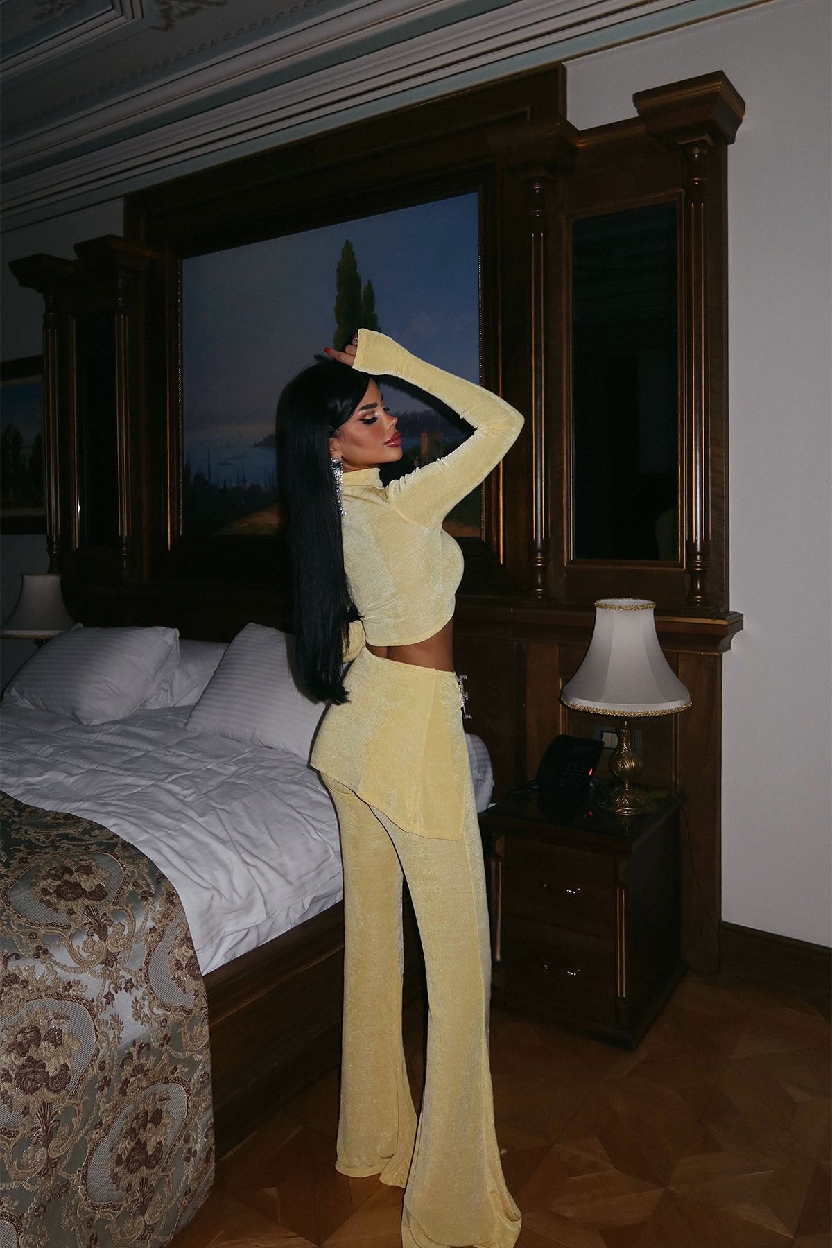 Yellow Slit Detail Trouser Suit ATE-1980