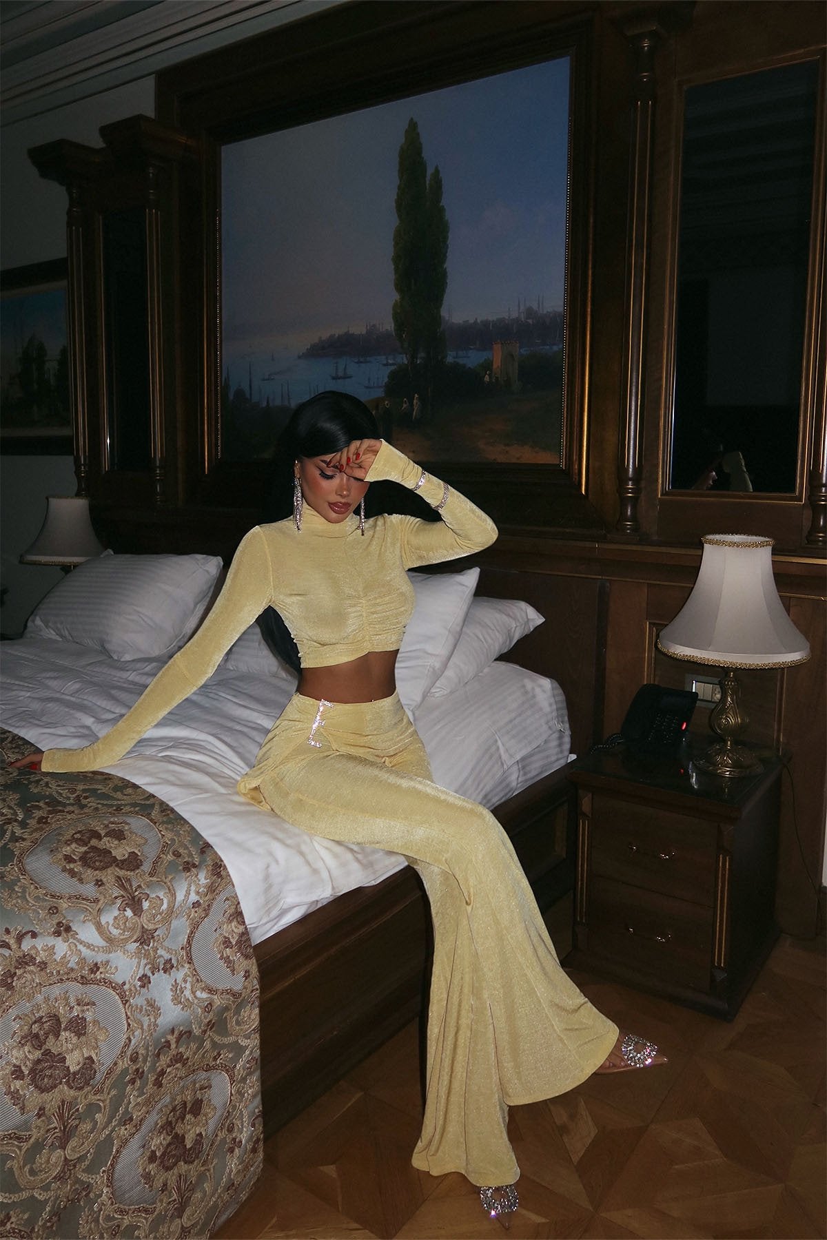 Yellow Slit Detail Trouser Suit ATE-1980