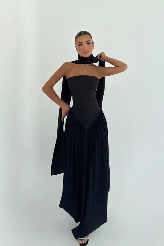 Black Tie-Down Dress ATE-3502