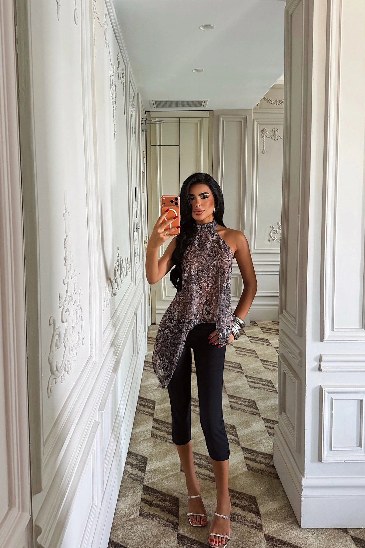 Black Ethnic Pattern Blouse ATE-5805