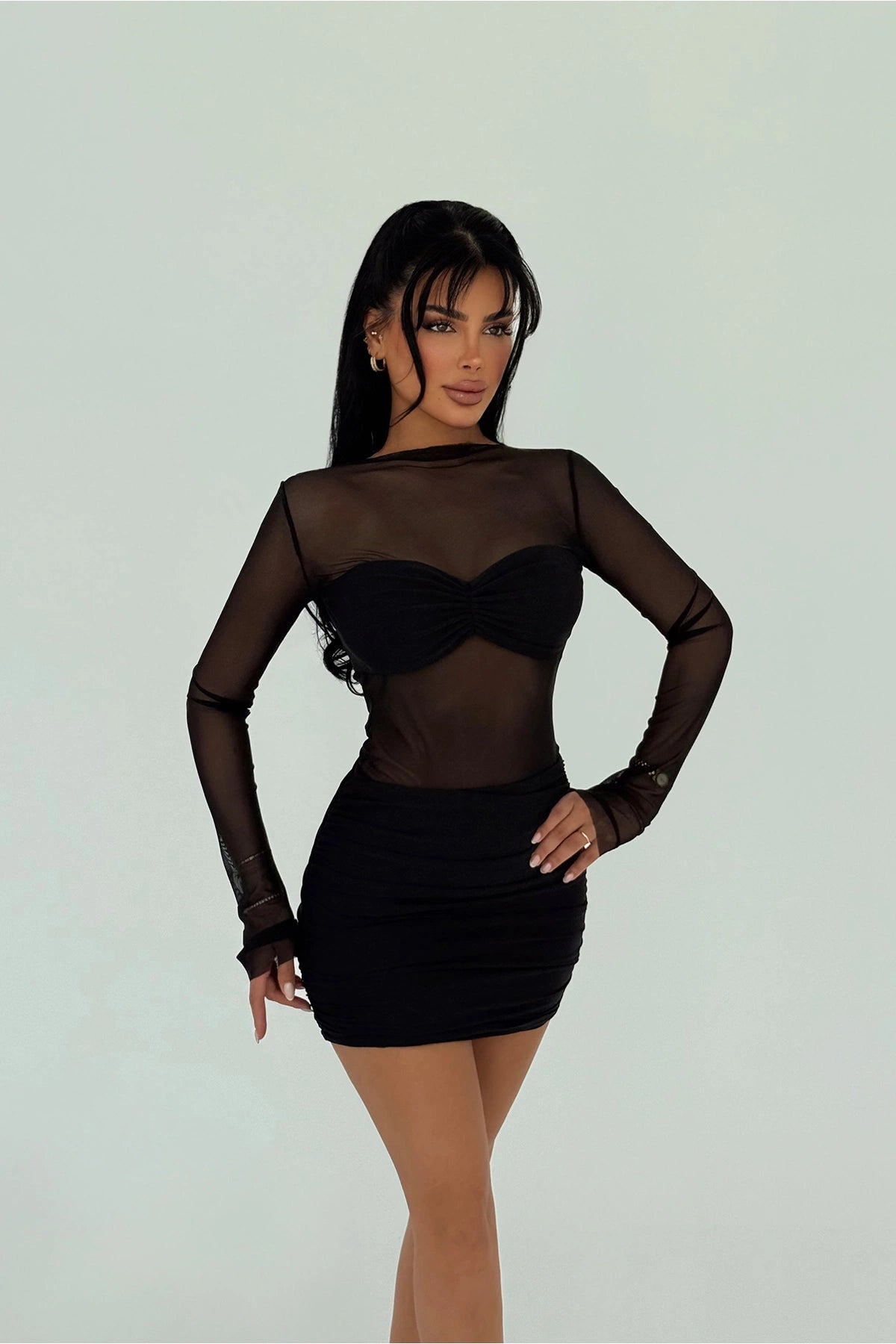 Black Franny Mini Tulle Detail Dress ATE-2786