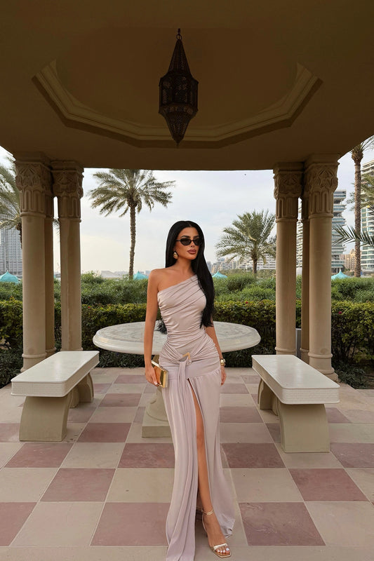 Mink Nicolette Long Slit Dress ATE-4595