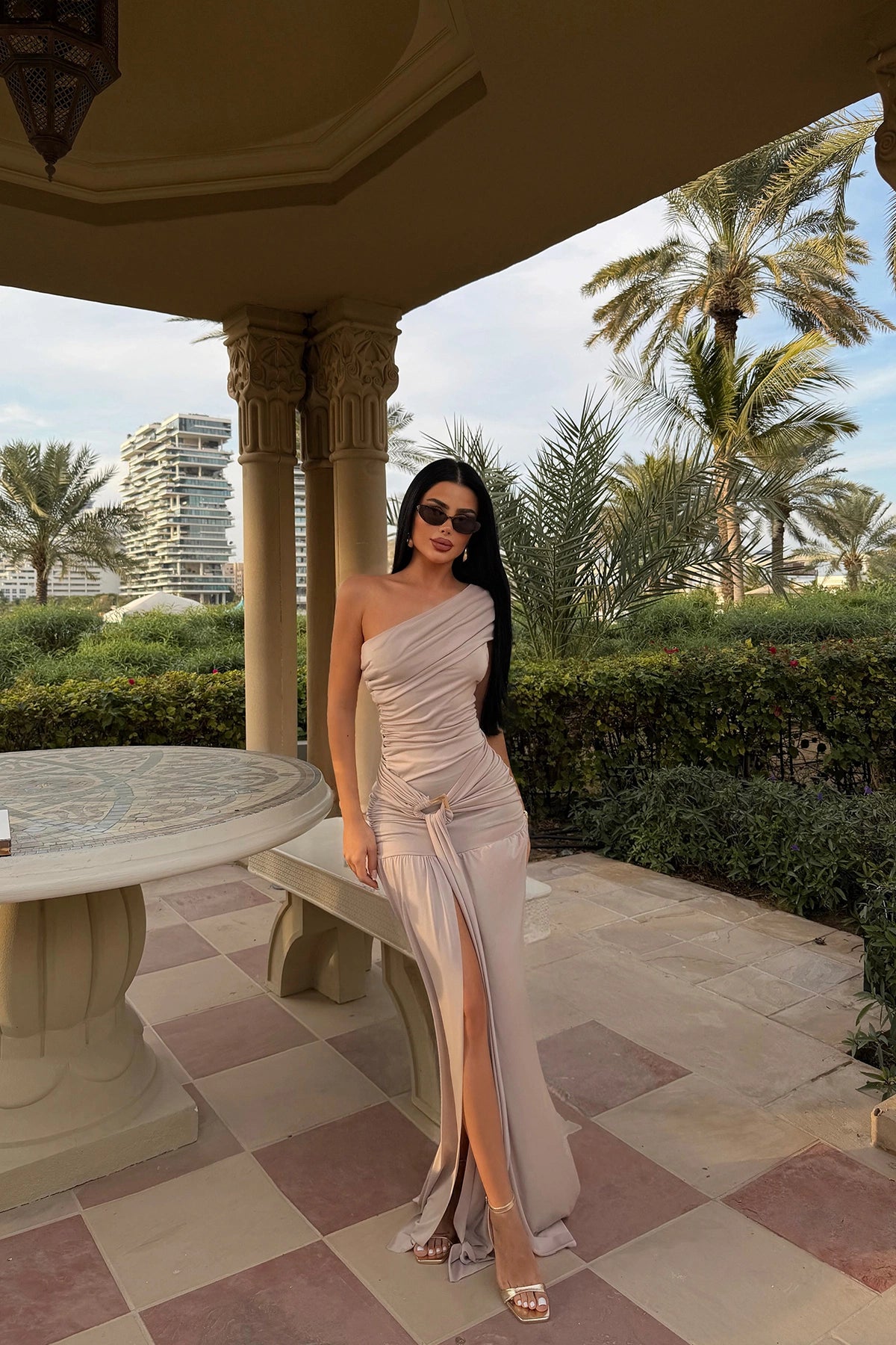 Mink Nicolette Long Slit Dress ATE-4595