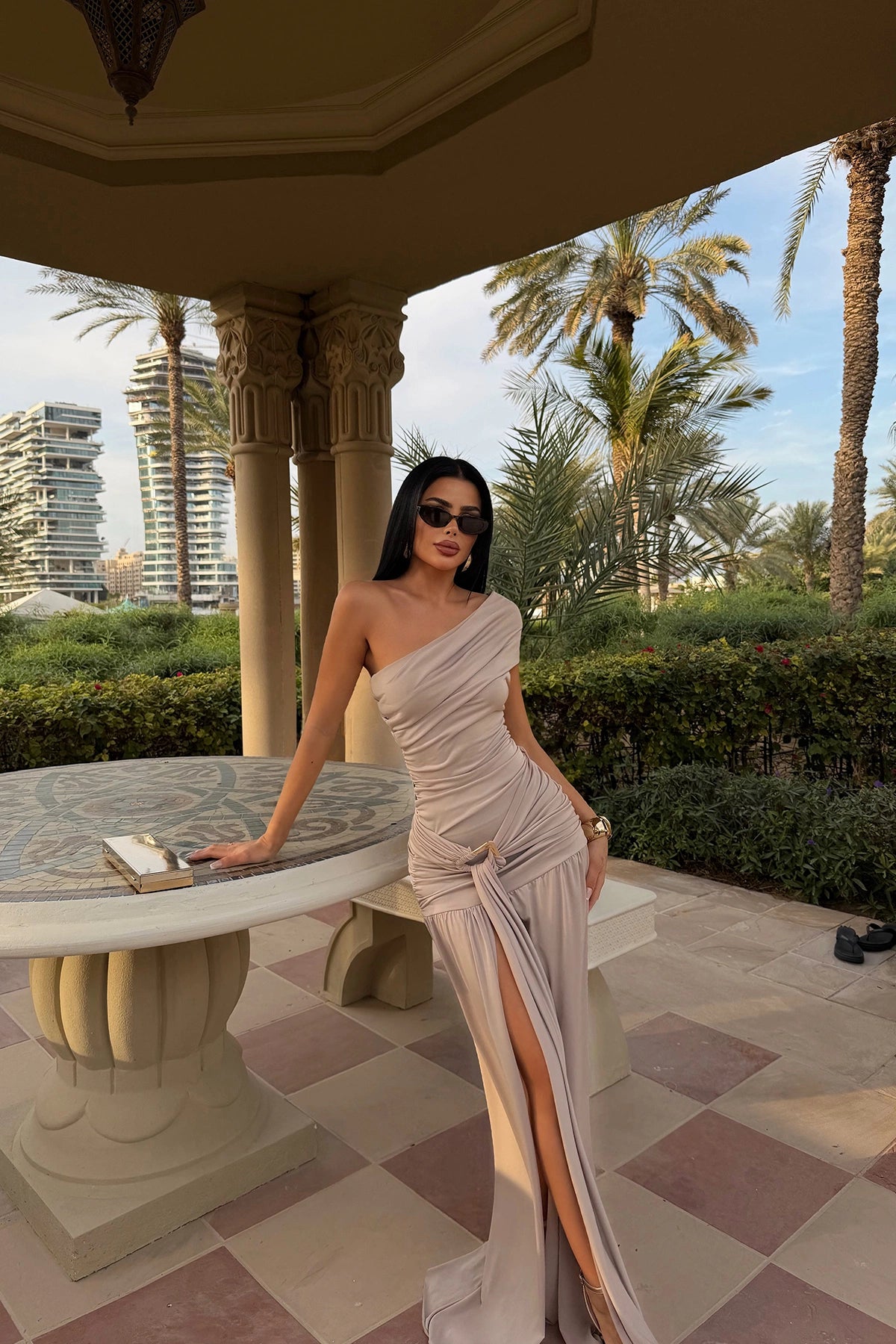 Mink Nicolette Long Slit Dress ATE-4595