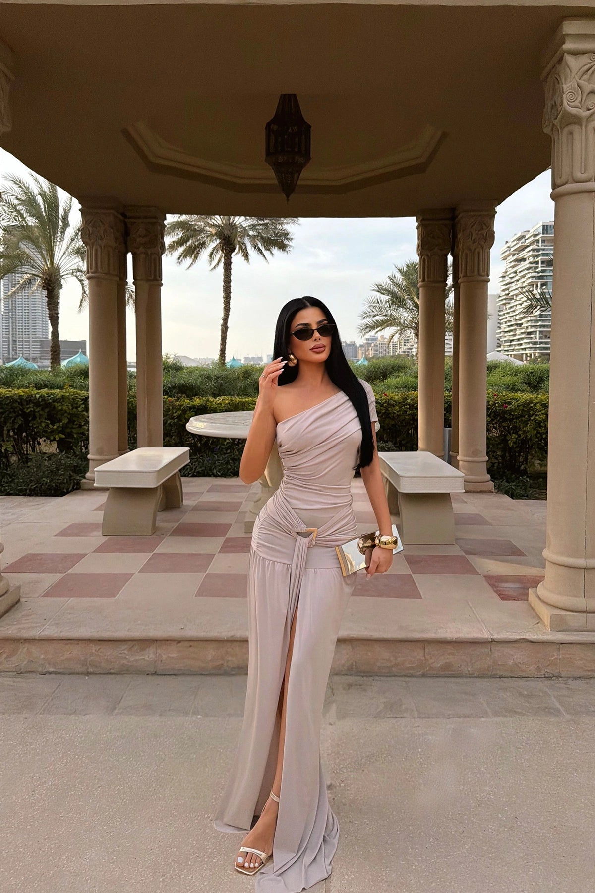 Mink Nicolette Long Slit Dress ATE-4595