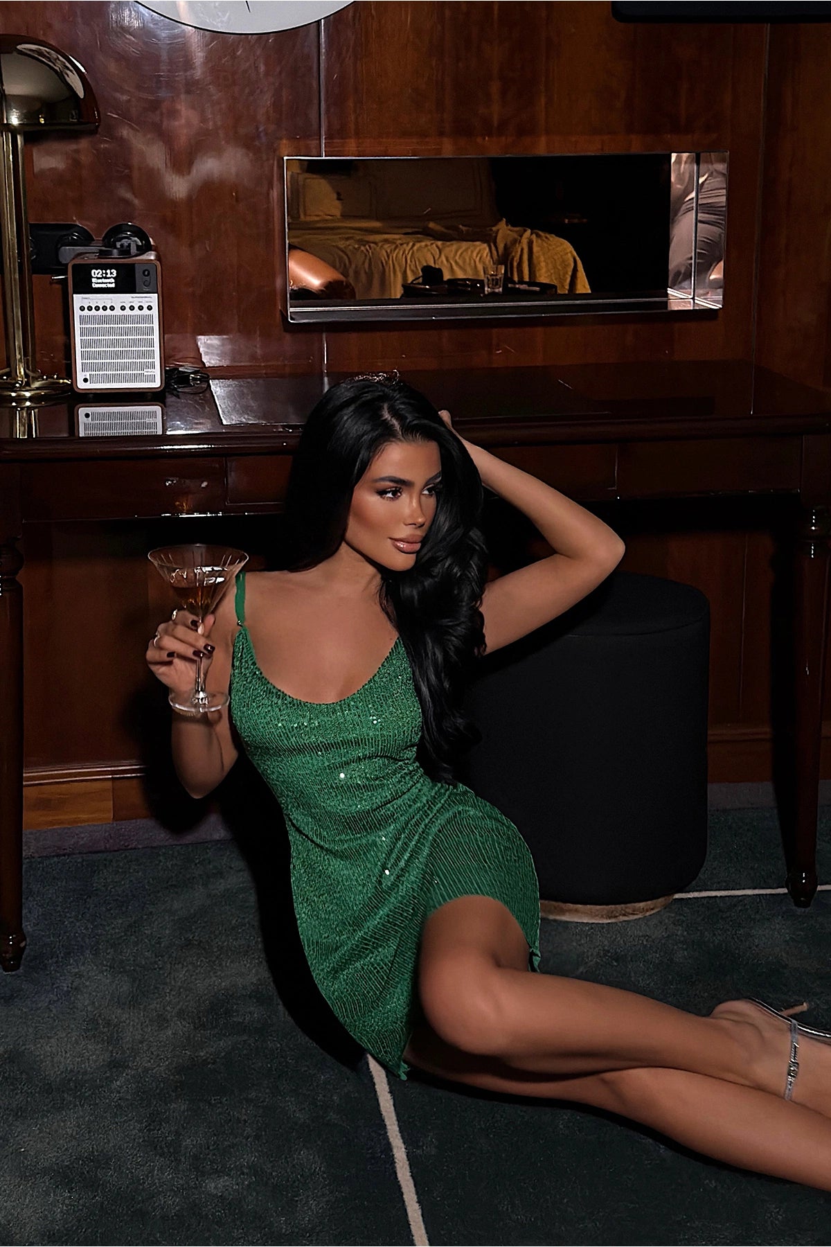 Green Cozy Mini Sequin Dress ATE-3877