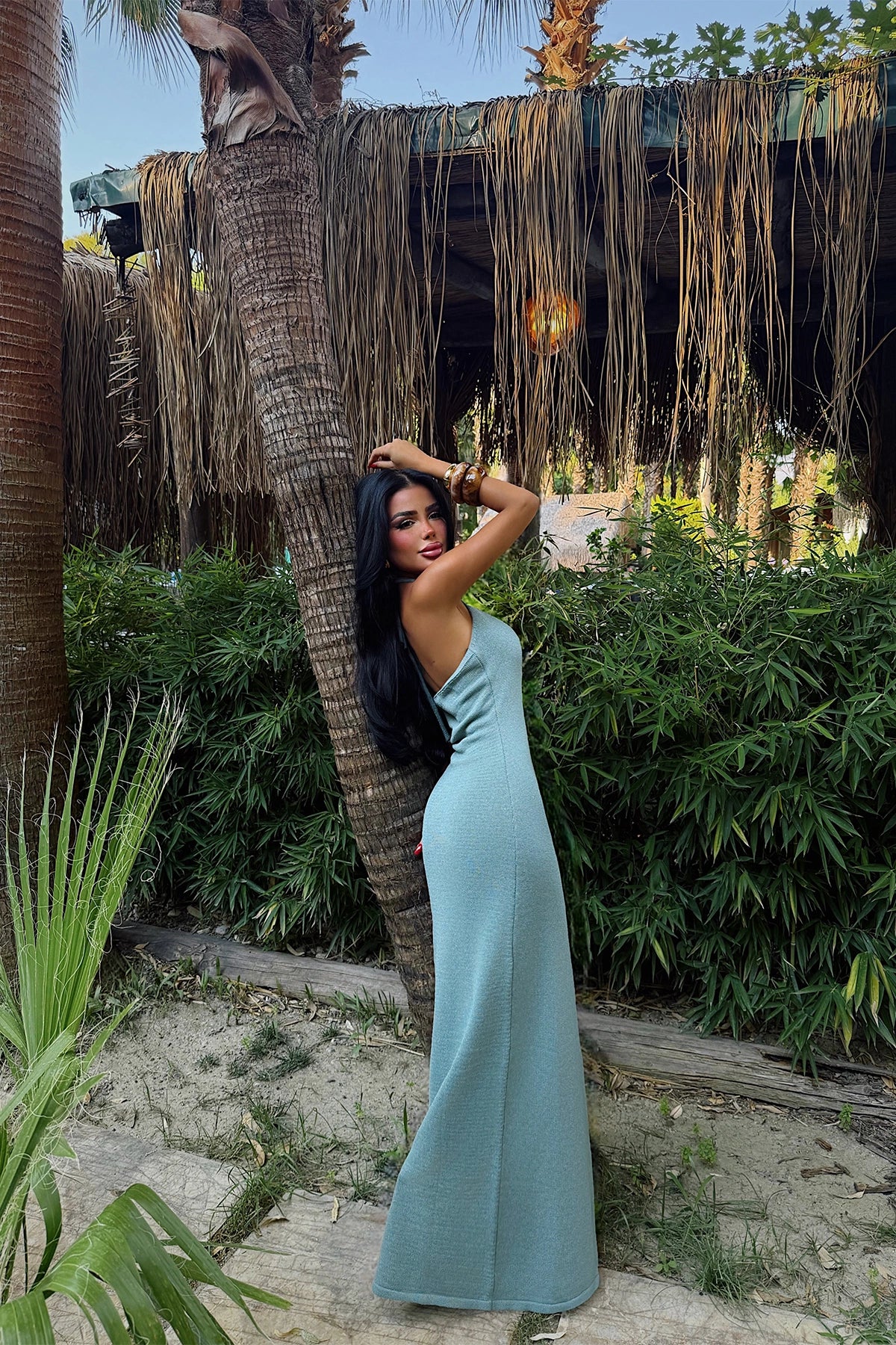 Green Slit Detail Dress (PRE-ORDER)